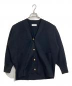 Adam et Ropeアダム エ ロペ）の古着「ロゴボタンミドルカーディガン　長袖カーディガン」｜ブラック