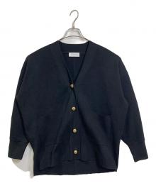 Adam et Rope（アダム エ ロペ）の古着「ロゴボタンミドルカーディガン　長袖カーディガン」｜ブラック