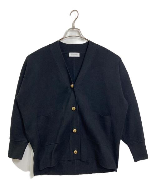 Adam et Rope（アダム エ ロペ）Adam et Rope (アダム エ ロペ) ロゴボタンミドルカーディガン　長袖カーディガン ブラック サイズ:実寸参照の古着・服飾アイテム