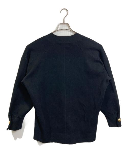 Adam et Rope（アダム エ ロペ）Adam et Rope (アダム エ ロペ) ロゴボタンミドルカーディガン　長袖カーディガン ブラック サイズ:実寸参照の古着・服飾アイテム