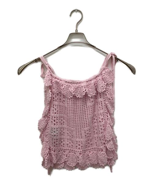 Lily Brown（リリーブラウン）Lily Brown (リリーブラウン) クロシェニットトップス ピンク サイズ:Fの古着・服飾アイテム