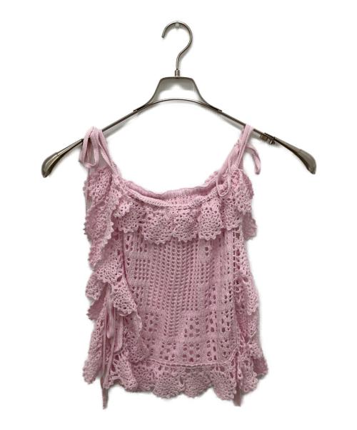 Lily Brown（リリーブラウン）Lily Brown (リリーブラウン) クロシェニットトップス ピンク サイズ:Fの古着・服飾アイテム