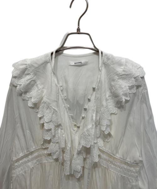 Snidel（スナイデル）Snidel (スナイデル) コットンライクラッフルカラーチュニック ホワイト サイズ:Fの古着・服飾アイテム