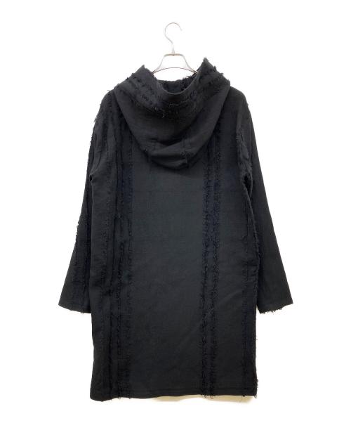 D.HYGEN（ディーハイゲン）D.HYGEN (ディーハイゲン) ウールSCABブロークンストライプジャガードフーデットハーフコート ブラック サイズ:2 未使用品の古着・服飾アイテム