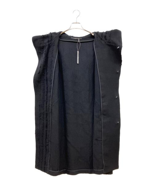 D.HYGEN（ディーハイゲン）D.HYGEN (ディーハイゲン) ウールSCABブロークンストライプジャガードフーデットハーフコート ブラック サイズ:2 未使用品の古着・服飾アイテム