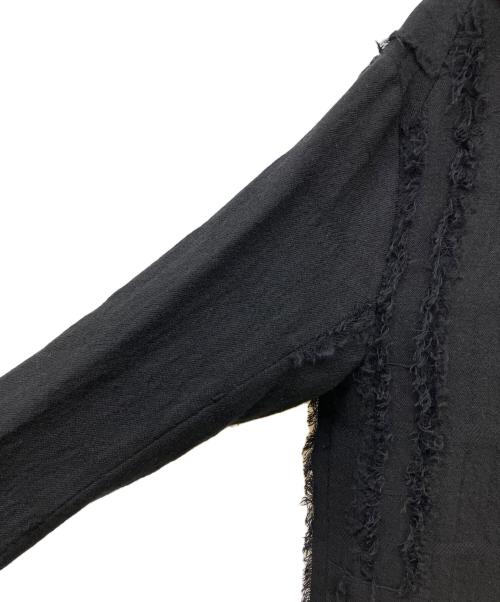 D.HYGEN（ディーハイゲン）D.HYGEN (ディーハイゲン) ウールSCABブロークンストライプジャガードフーデットハーフコート ブラック サイズ:2 未使用品の古着・服飾アイテム