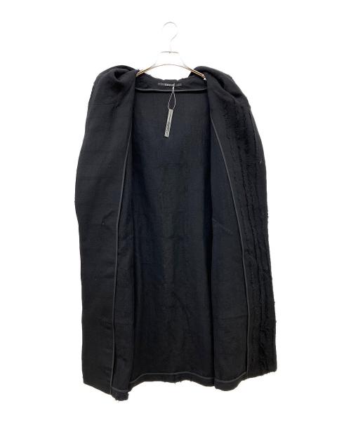 D.HYGEN（ディーハイゲン）D.HYGEN (ディーハイゲン) ウールSCABブロークンストライプジャガードフーデットハーフコート ブラック サイズ:3 未使用品の古着・服飾アイテム