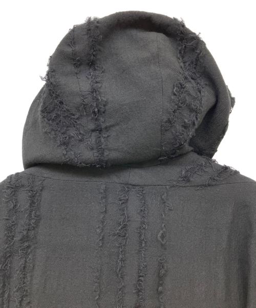 D.HYGEN（ディーハイゲン）D.HYGEN (ディーハイゲン) ウールSCABブロークンストライプジャガードフーデットハーフコート ブラック サイズ:3 未使用品の古着・服飾アイテム