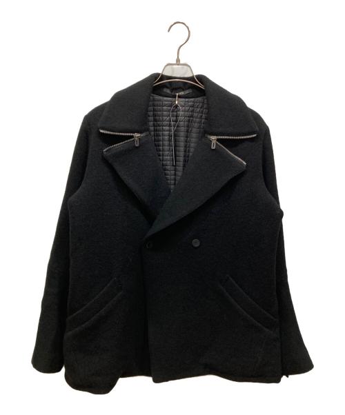 D.HYGEN（ディーハイゲン）D.HYGEN (ディーハイゲン) ハリスツイードワッシャーPコート ブラック サイズ:2 未使用品の古着・服飾アイテム