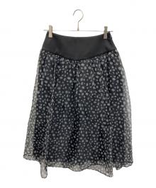BORDERS at BALCONY（ボーダーズアットバルコニー）の古着「オーガンジープリントスカート」｜ブラック