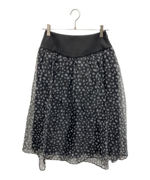 BORDERS at BALCONY（ボーダーズアットバルコニー）BORDERS AT BALCONY (ボーダーズアットバルコニー) オーガンジープリントスカート ブラック サイズ:36の古着・服飾アイテム