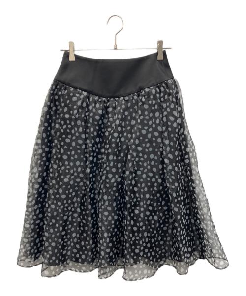 BORDERS at BALCONY（ボーダーズアットバルコニー）BORDERS AT BALCONY (ボーダーズアットバルコニー) オーガンジープリントスカート ブラック サイズ:36の古着・服飾アイテム