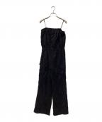 Sea Room lynnシールームリン）の古着「シフォンレースオールインワン」｜ブラック