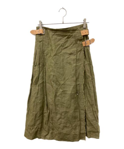 O'NEIL OF DUBLIN（オニールオブダブリン）O'NEIL OF DUBLIN (オニールオブダブリン) リネンスカート カーキ サイズ:36の古着・服飾アイテム