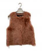 Karl Donoghueカールドノヒュー）の古着「バイカラームートンベスト」｜ピンク×ブラウン