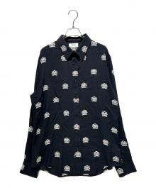CELINE（セリーヌ）の古着「LOOSE SHIRT IN PRINTED VISCOSE ルーズシャツ プリント ロゴ バイカラー」｜ブラック