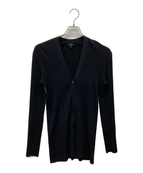 theory（セオリー）theory (セオリー) Wooster Crepe Knit Button Rib Cardi ブラック サイズ:Lの古着・服飾アイテム