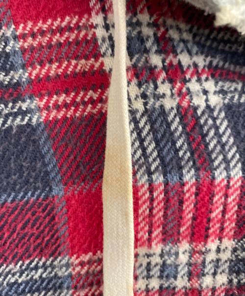 NUMBER (N)INE（ナンバーナイン）NUMBER (N)INE (ナンバーナイン) THS刺繍 ネップ加工 チェック フランネル フード付シャツ レッド サイズ:2の古着・服飾アイテム