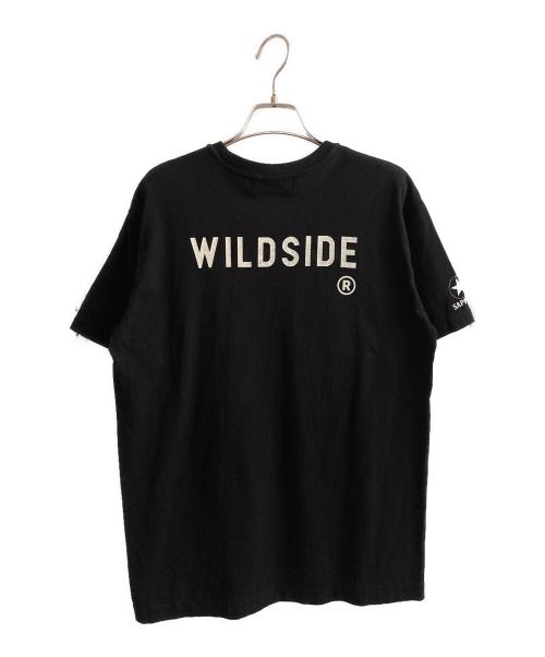 WILDSIDE YOHJI YAMAMOTO（ワイルドサイド ヨウジ ヤマモト）WILDSIDE YOHJI YAMAMOTO (ワイルドサイド ヨウジ ヤマモト) サッポロ生ビール黒ラベル Collaboration T-shirt TYPE 1(Purple) ブラック サイズ:2の古着・服飾アイテム