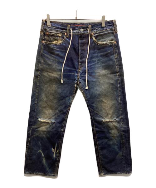 JUNYA WATANABE MAN（ジュンヤワタナベマン）JUNYA WATANABE MAN (ジュンヤワタナベマン) LEVI'S (リーバイス) BerBerJin (ベンベルジン) 綿ツイル 501ZXX 転写プリントデニム インディゴ サイズ:xsの古着・服飾アイテム