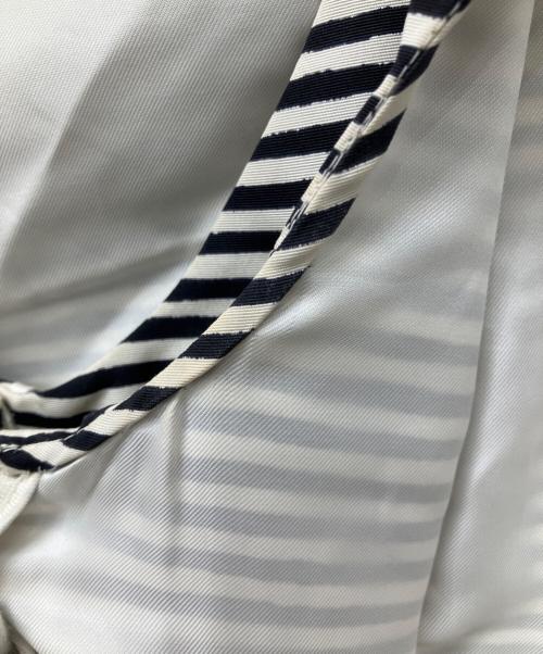 PRADA（プラダ）PRADA (プラダ) ベルテッドボーダーノースリーブワンピース ブラック×ホワイト サイズ:Mの古着・服飾アイテム