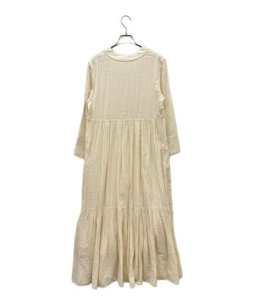 ne quittez pas（ヌキテパ）ne quittez pas (ヌキテパ) Cotton Lurex Stripe Tiered Dress ベージュ サイズ:Mの古着・服飾アイテム