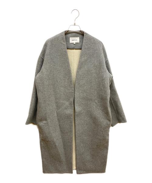 ENFOLD（エンフォルド）ENFOLD (エンフォルド) ウールリバーノーカラーコート グレー サイズ:36の古着・服飾アイテム