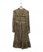 Kate Spadeケイトスペード）の古着「Leopard Print Clipped Dot Midi Dress」｜ベージュ