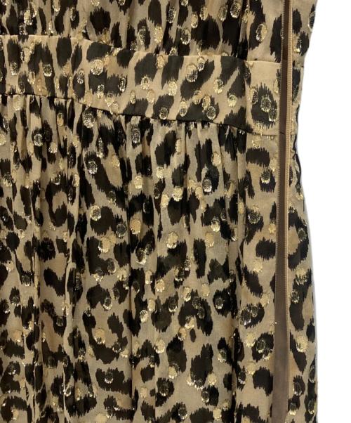 Kate Spade（ケイトスペード）Kate Spade (ケイトスペード) Leopard Print Clipped Dot Midi Dress ベージュ サイズ:2の古着・服飾アイテム