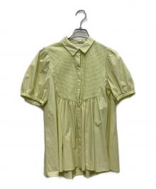 UNITED ARROWS（ユナイテッドアローズ）の古着「エンブロイダリー コンビ ショートスリーブ ブラウス　1516-162-1577」｜イエロー