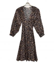 merlette（マーレット）の古着「フラワープリントラップドレス」｜ブラック