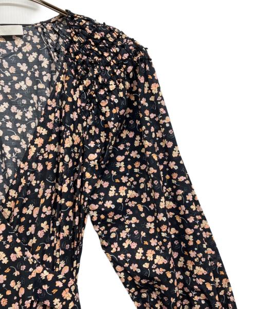 merlette（マーレット）merlette (マーレット) フラワープリントラップドレス ブラック サイズ:XSの古着・服飾アイテム