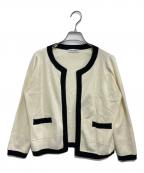 MADISON BLUEマディソンブルー）の古着「NO COLLAR SHORT JK」｜アイボリー×ブラック