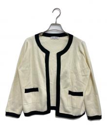 MADISON BLUE（マディソンブルー）の古着「NO COLLAR SHORT JK」｜アイボリー×ブラック