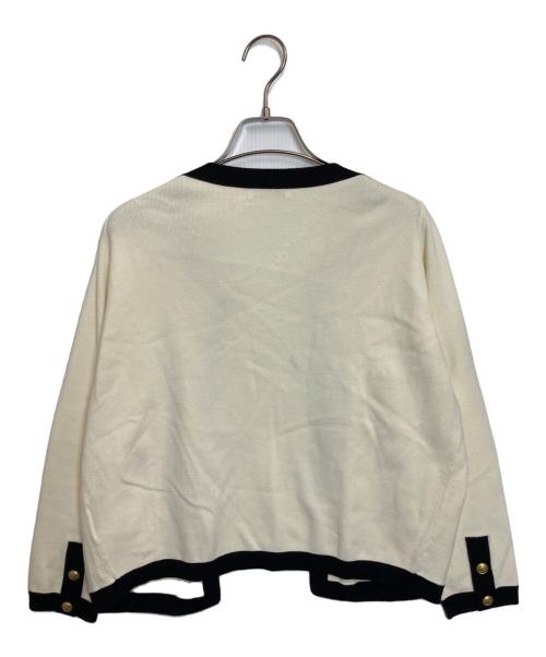 MADISON BLUE（マディソンブルー）MADISON BLUE (マディソンブルー) NO COLLAR SHORT JK アイボリー×ブラック サイズ:XSの古着・服飾アイテム