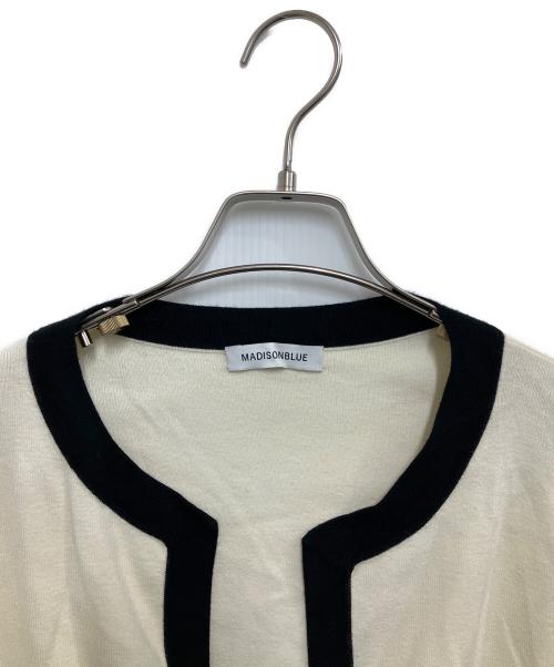 MADISON BLUE（マディソンブルー）MADISON BLUE (マディソンブルー) NO COLLAR SHORT JK アイボリー×ブラック サイズ:XSの古着・服飾アイテム