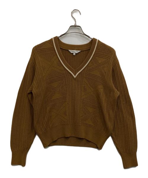 Christian Dior Sports（クリスチャン ディオールスポーツ）Christian Dior Sports (クリスチャン ディオールスポーツ) Vネックニット ブラウン サイズ:Mの古着・服飾アイテム