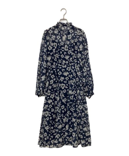 EPOCA（エポカ）EPOCA (エポカ) ジョーゼットフラワープリント フレアドレス ネイビー サイズ:40の古着・服飾アイテム