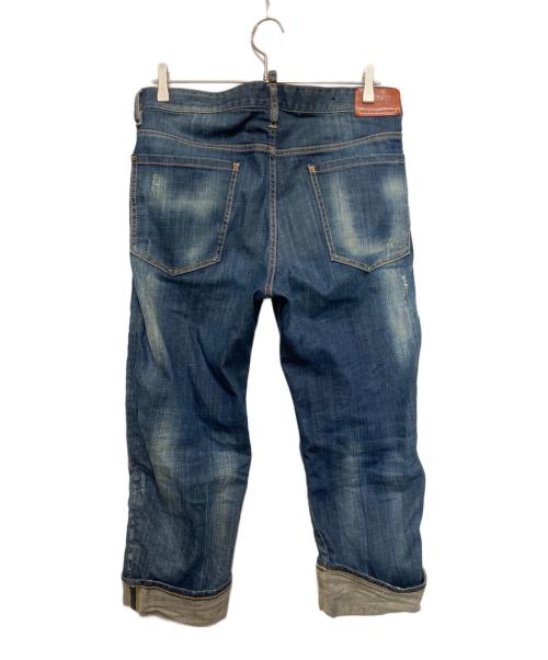 DSQUARED2（ディースクエアード）DSQUARED2 (ディースクエアード) ローロアップダメージ加工デニムパンツ インディゴ サイズ:46の古着・服飾アイテム