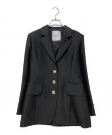 Loulou Willoughby（ルルウィルビー）の古着「シルクウールロングスリットジャケット」｜ブラック