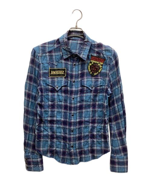 low hurtz（ロウハーツ）low hurtz (ロウハーツ) チェックシャツ ブルー サイズ:Mの古着・服飾アイテム