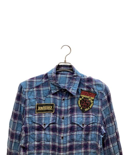 low hurtz（ロウハーツ）low hurtz (ロウハーツ) チェックシャツ ブルー サイズ:Mの古着・服飾アイテム