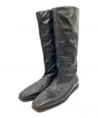 STUDIO DOEスタジオドゥ）の古着「Leather Square Toe Wrinkled Boots」｜ブラック