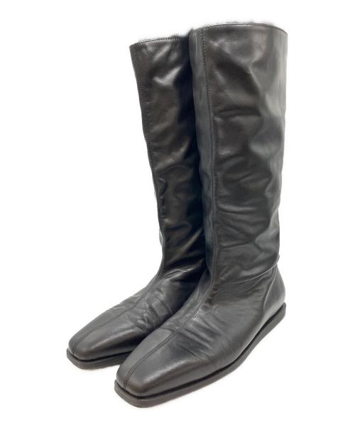 STUDIO DOE（スタジオドゥ）STUDIO DOE (スタジオドゥ) Leather Square Toe Wrinkled Boots ブラック サイズ:40の古着・服飾アイテム