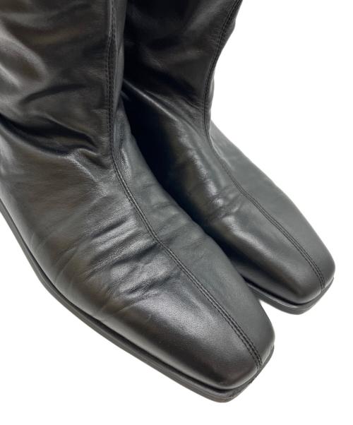 STUDIO DOE（スタジオドゥ）STUDIO DOE (スタジオドゥ) Leather Square Toe Wrinkled Boots ブラック サイズ:40の古着・服飾アイテム
