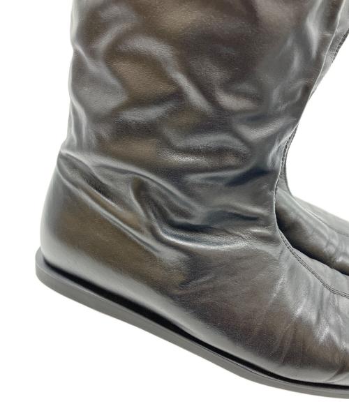 STUDIO DOE（スタジオドゥ）STUDIO DOE (スタジオドゥ) Leather Square Toe Wrinkled Boots ブラック サイズ:40の古着・服飾アイテム