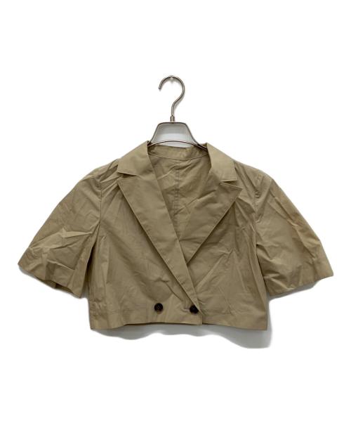 ESTNATION（エストネーション）ESTNATION (エストネーション) コットンナイロンショートダブルジャケット ベージュ サイズ:36の古着・服飾アイテム