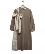LANVIN en Bleuランバンオンブルー）の古着「リボンワンピース」｜ベージュ