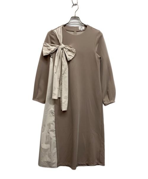 LANVIN en Bleu（ランバンオンブルー）LANVIN en Bleu (ランバンオンブルー) リボンワンピース ベージュ サイズ:38の古着・服飾アイテム