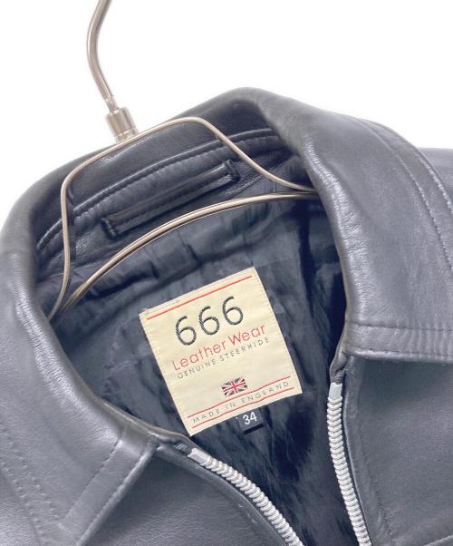 666（666）666 (666) タイトフィット センタージップ ライダースジャケット ブラック サイズ:SIZE 34の古着・服飾アイテム